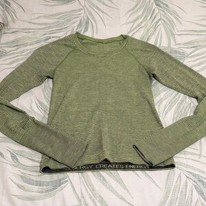Lululemon Striped Green Long Sleeve Top